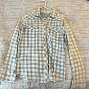 Baby blue and white flannel